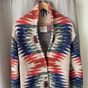 Lucky Brand Southwestern Cardigan in Neutral Multi Combo Size Small